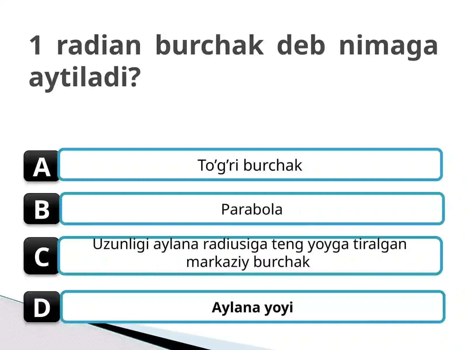 9-sinf Algebra fanidan Nuqtani koordinatalar boshi atrofida burish mavzusida ochiq dars ishlanmasi 4