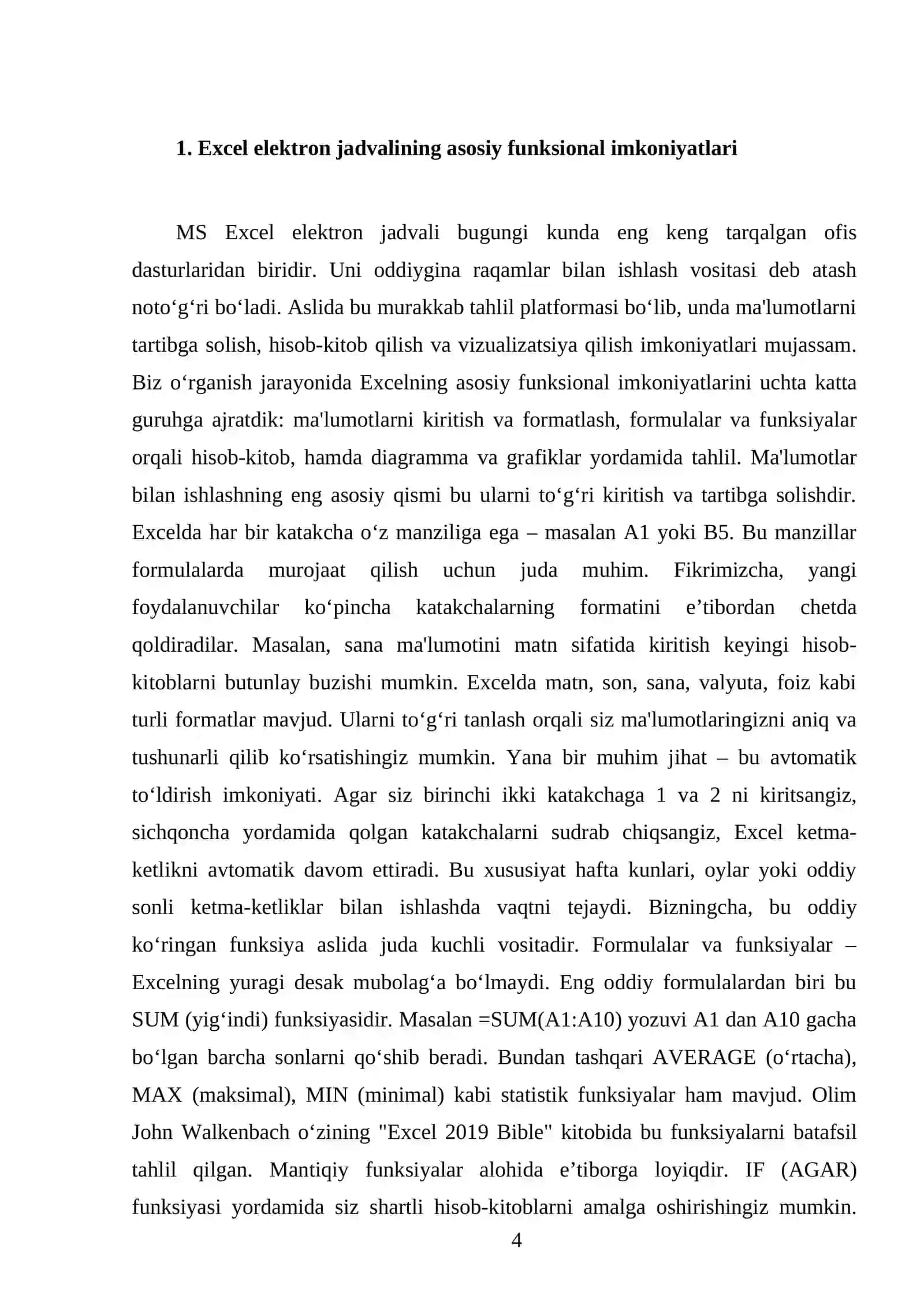 MS Excel elektron jadvali va uning imkoniyatlari 4