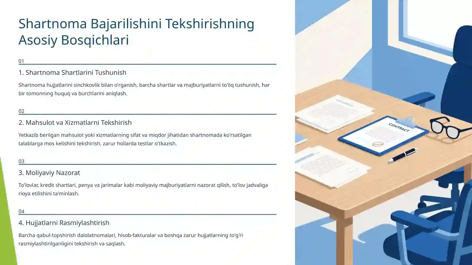 Mol Yetkazib Beruvchilar va Xaridorlar Bilan Tuzilgan Shartnomalar Bajarilishini Tekshirish 4
