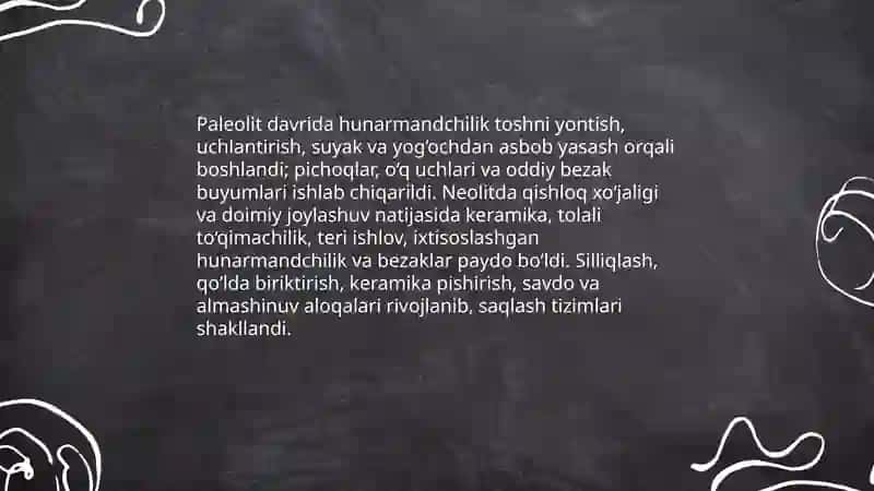 Hunarmandchilikning vujudga kelishi taraqqiyoti 4