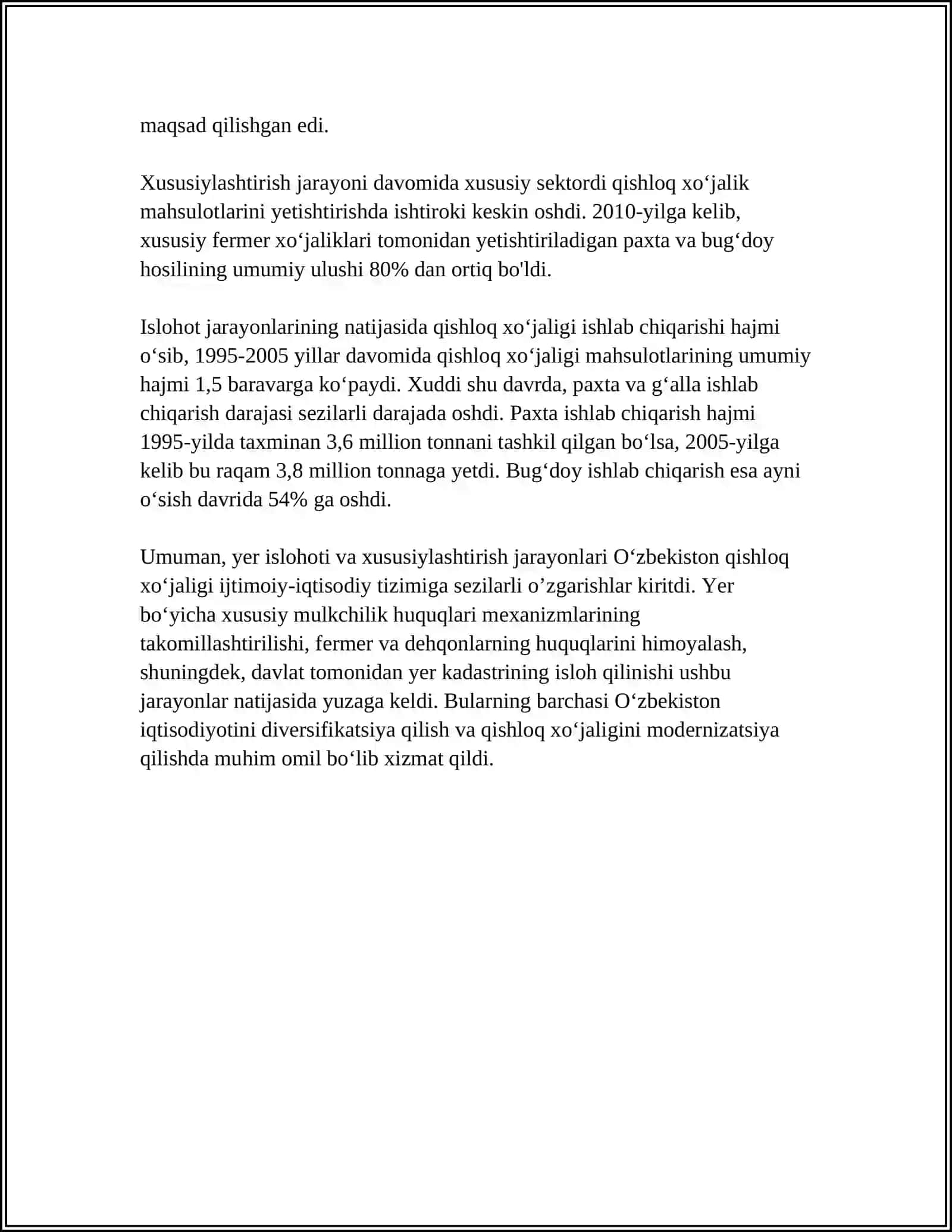 MUSTAQILLIK YILLARIDA QISHLOQ XOʻJALIGI VA SANOAT SOHASIDAGI OʻZGARISHLAR 4
