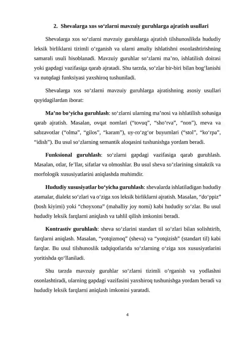 Shevalarga xos so‘zlarni mavzuiy guruhlarga bo‘lib o‘rganish 4