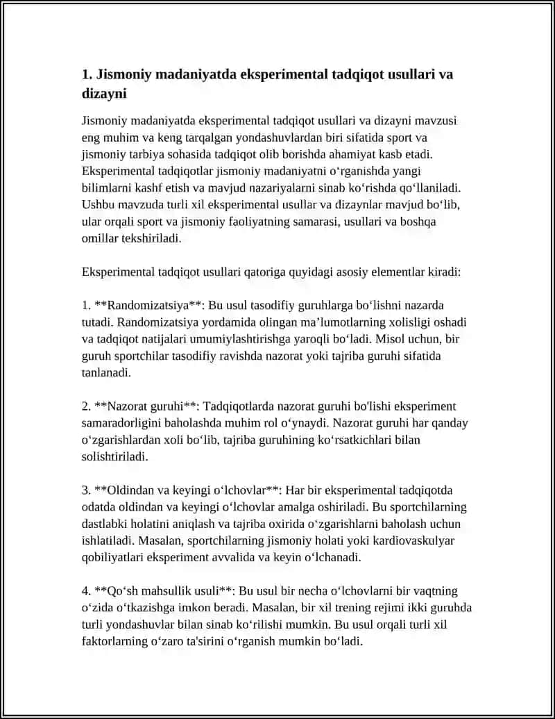 Jismoniy madaniyatda eksperimental tadqiqot usullari va dizayni 4
