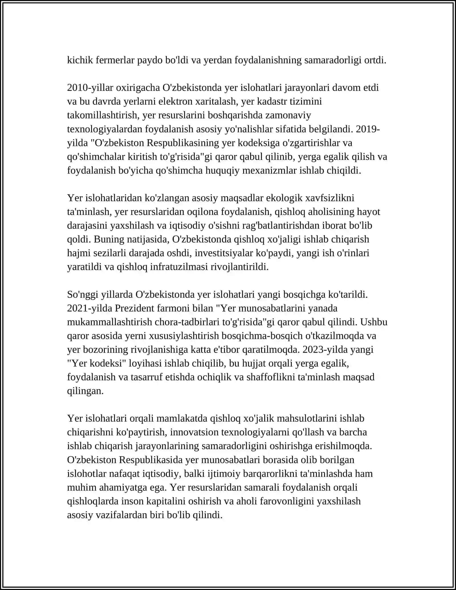 O'ZBEKISTON RESPUBLIKASIDA YER ISLOHATI 4