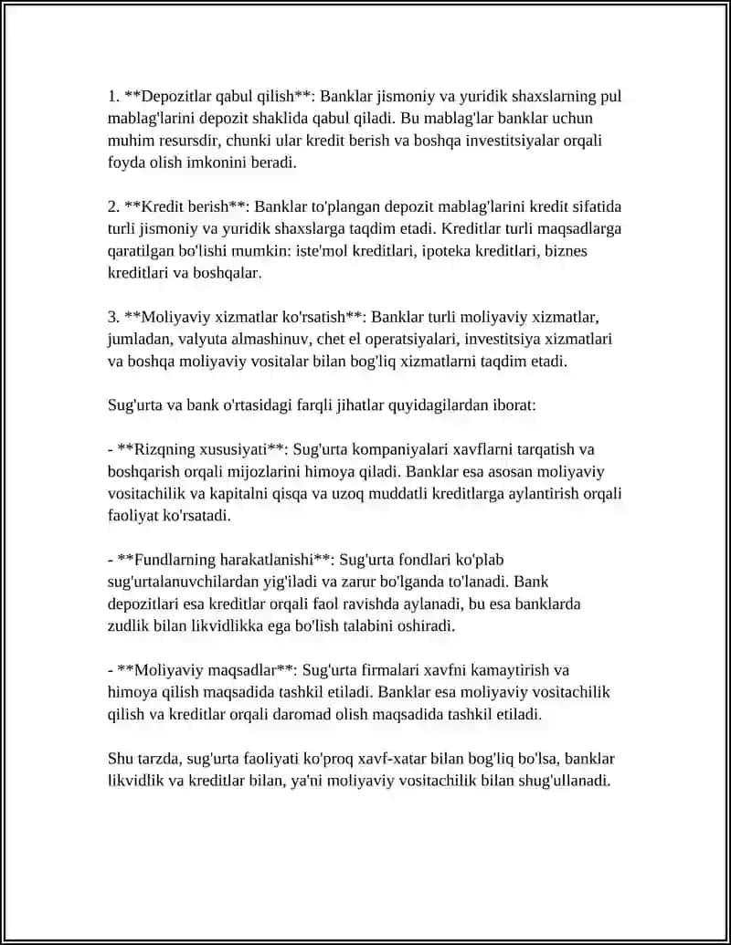 SUG'URTANING BOSHQA MOLIYAVIY INSTITUTLARDAN FARQI 4