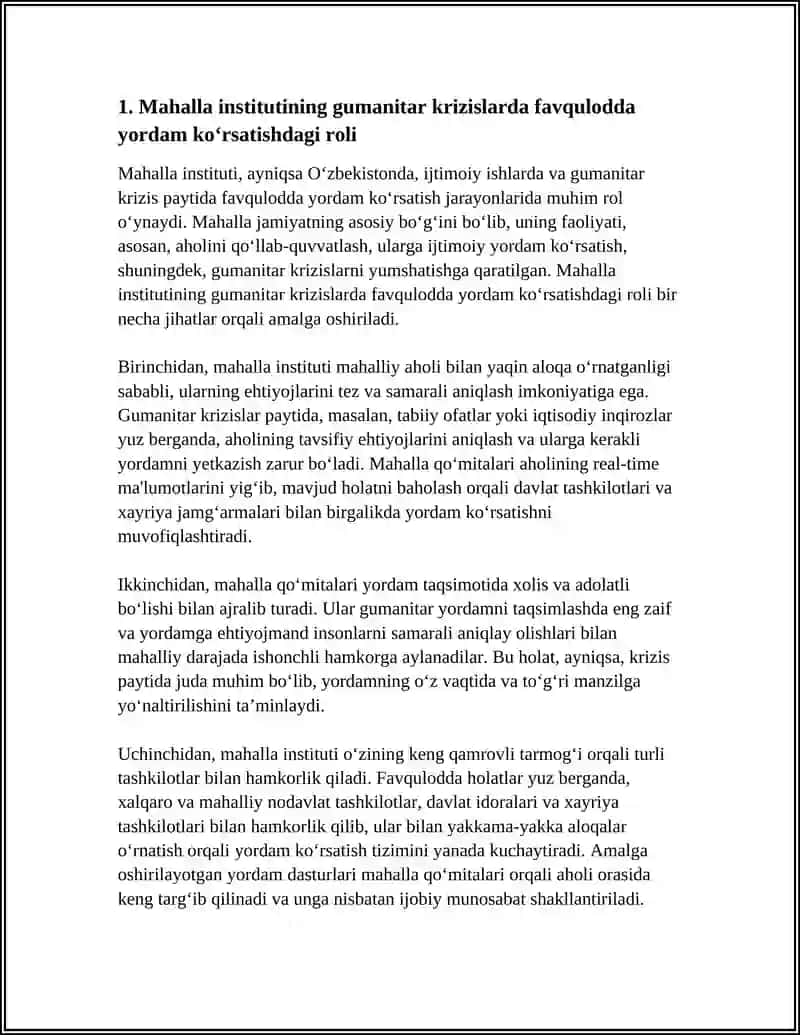 Mahalla Institutining Gumanitar Krizislarda Favqulodda Yordam Ko‘rsatishdagi Roli 4