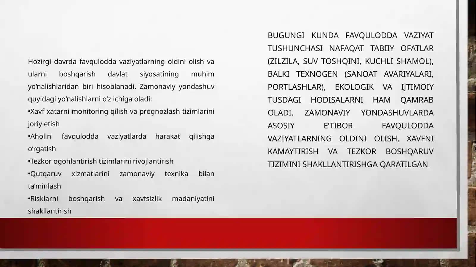 Favqulotda vaziyatlar, ekstremal va favqulot davaziyatlar haqida zamonaviy tushunchalar 4
