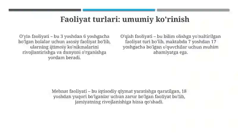 Faoliyatining tuzilishi va turlari 4
