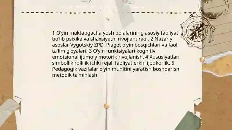 Oʻyin- maktabgacha tarbiya yoshida yetakchi faoliyat sifatida 4