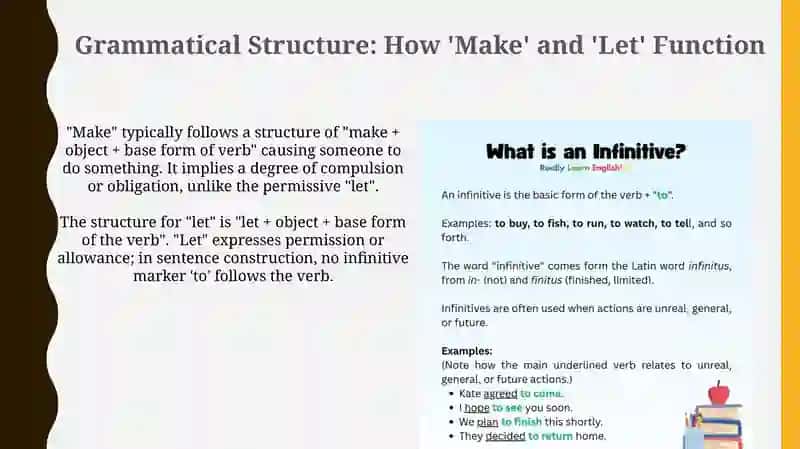Verb+object+infinitive; Make and Let 4