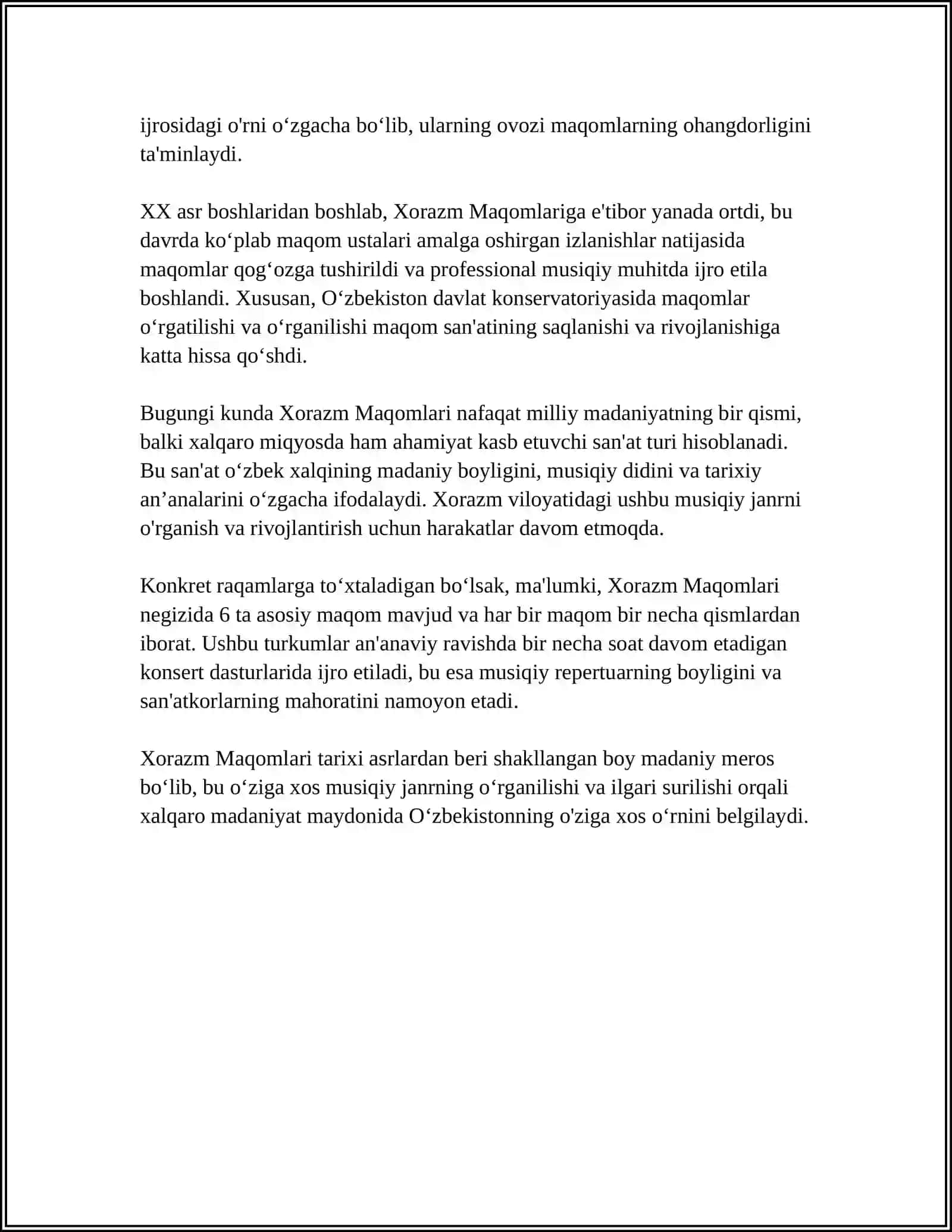 XORAZM MAQOMLARI XAMDA SHASHMAQOMNING XORAZM MAQOMLARIDAN FARQI 4