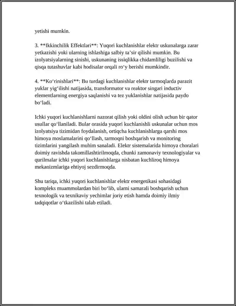 ELEKTR TIZIMIDA ICHKI YUQORI KUCHLANISHLAR 4