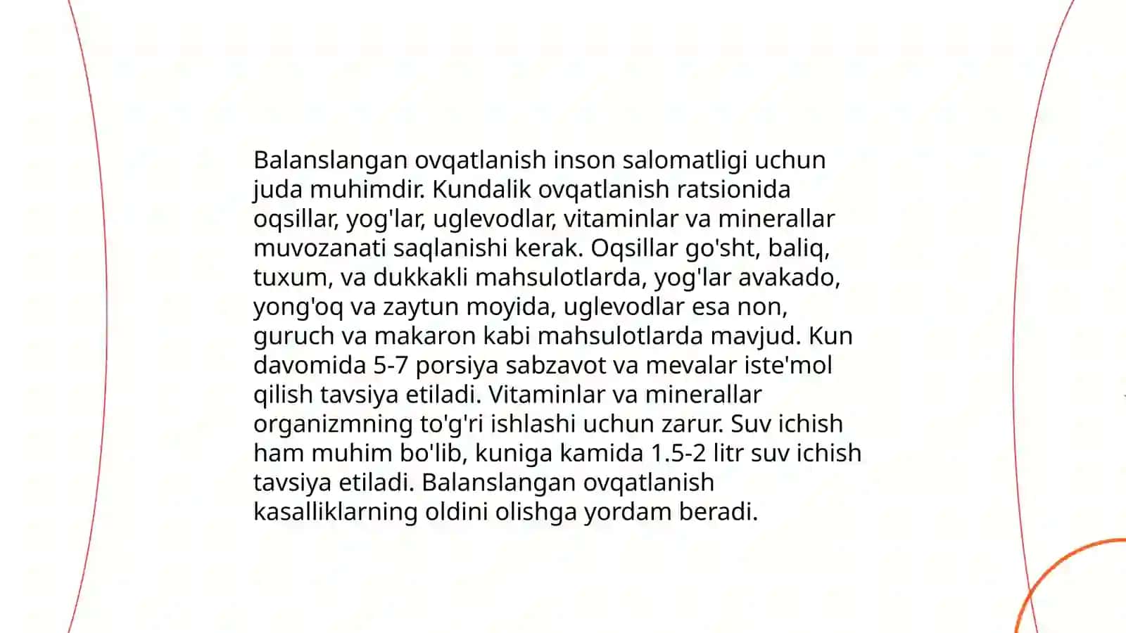 Aholini uyishmagan jamosini ovqat ratsionini tuzish 4