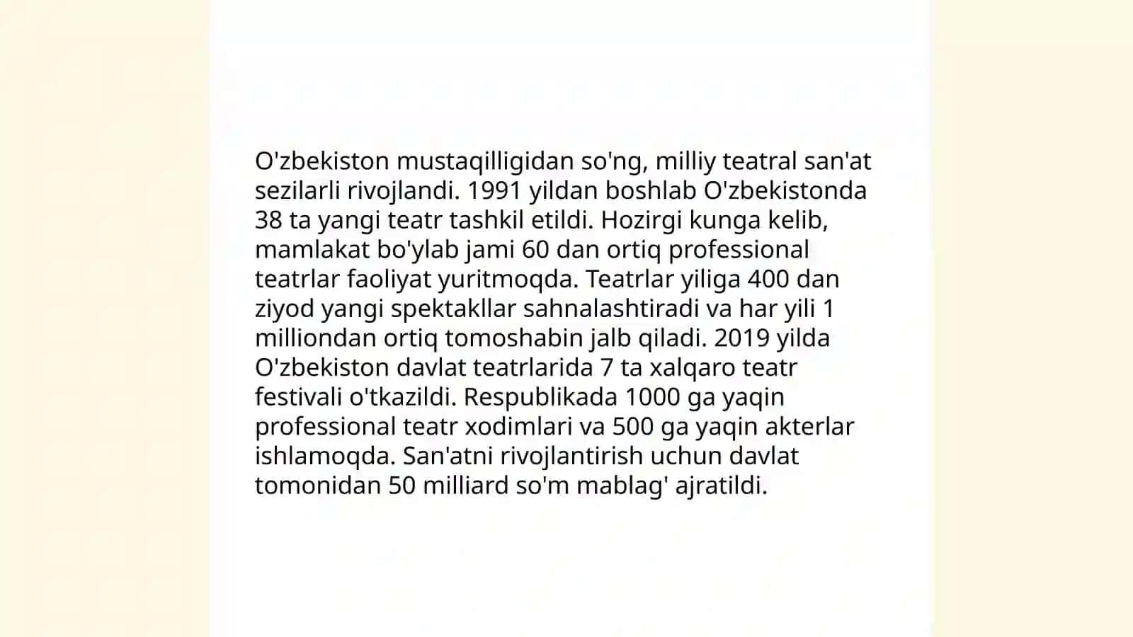 Mustaqillik yillarida O'zbekistonda ma'naviy va madaniy taraqqiyot 4