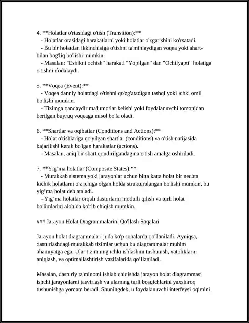 JARAYON HOLAT DIAGRAMMALARI VA JARAYON DISKIPTORI 4