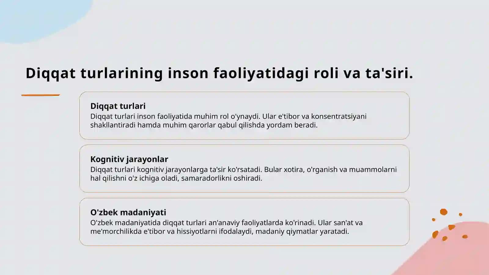 Umumiy psixologiyada Diqqat turlari va uning xususiyatlari 4