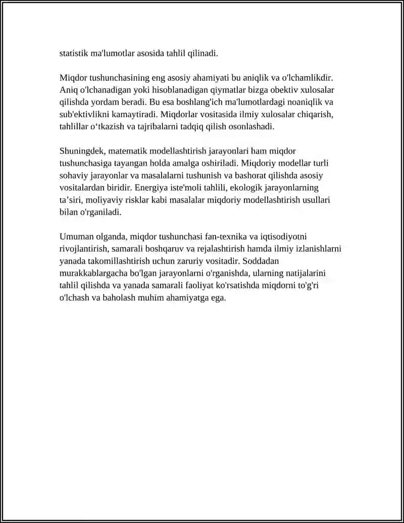 MIQDOR VA UNING O'LCHOV BIRLIGIGA XOS TIMSS TOPSHIRIQLAR ISHLAB CHIQISH 4