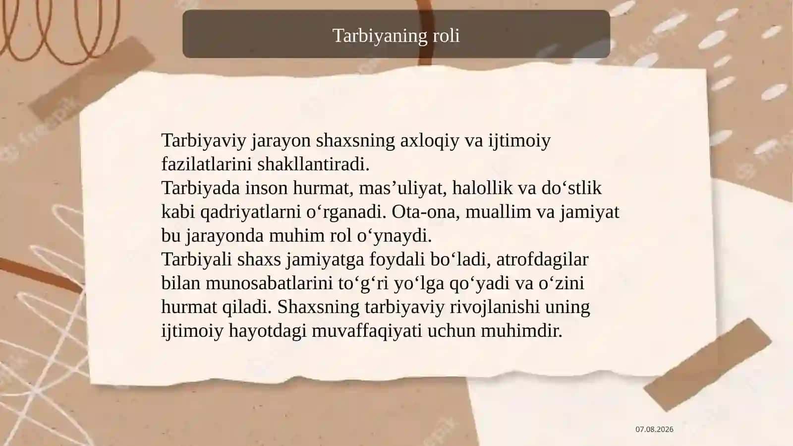 Shaxsni shakllantirishda ta’lim va tarbiyaning o‘rni 4