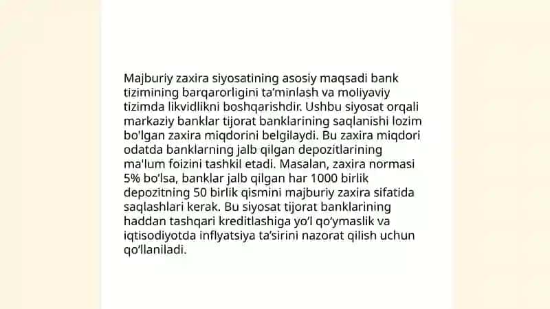 Majburiy zaxira siyosati 4
