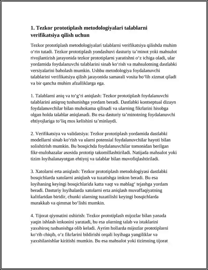 TALABLARNI VERIFIKATSIYA QILISH UCHUN PROTOTIPLASH VA SIMULYATSIYA METODLARNI QOLLASH 4