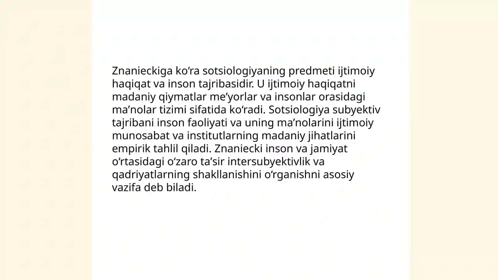 SOTSIOLOGIYANING PREDMETI VA VAZIFALARI (Florian Znaniecki gumanistik sotsiologiyasi asosida) 4