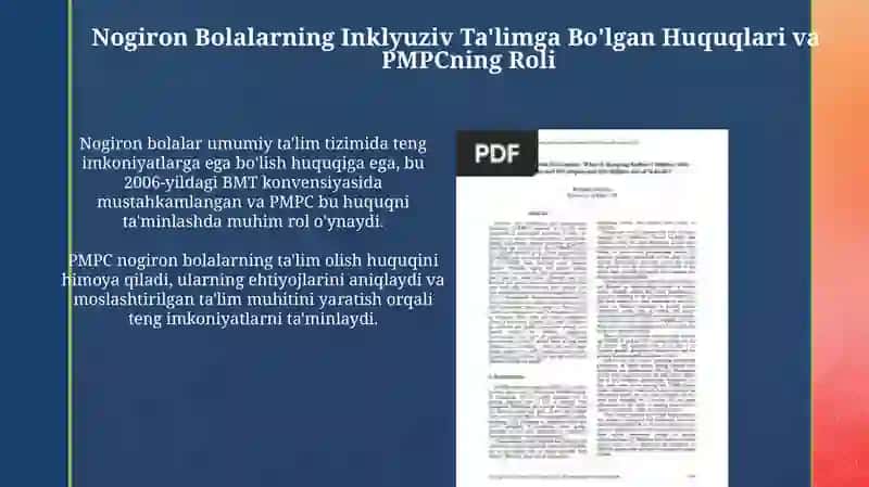 PMPC: Inklyuziv Ta'limda Nogiron Bolalarni Qo'llab-Quvvatlash 4