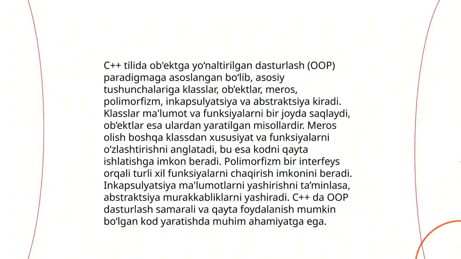 C++ dasturlash tilining interfeysi va imkoniyatlari 4