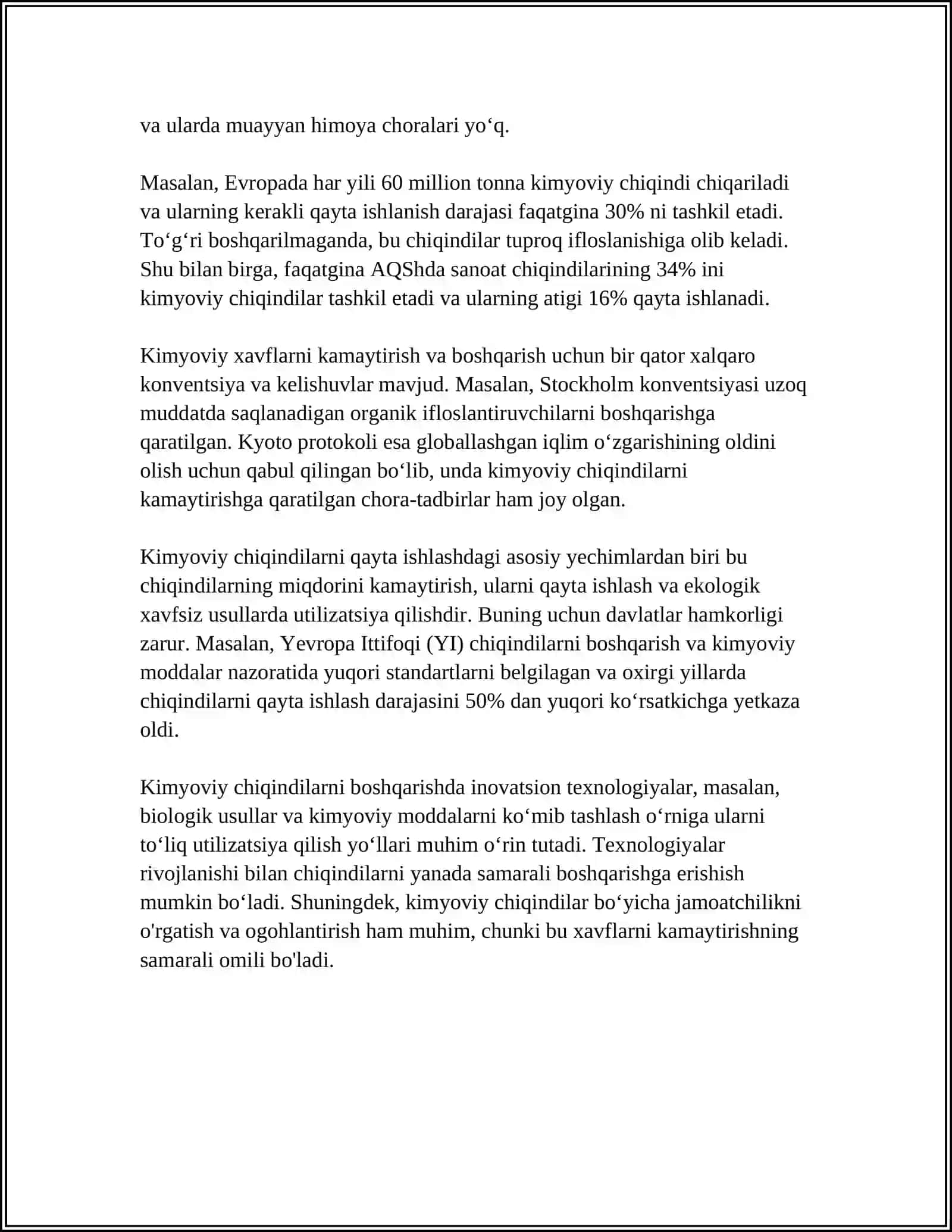 KIMYO VA ATROF MUHIT MUHOFAZASINING MUAMMOLARI 4