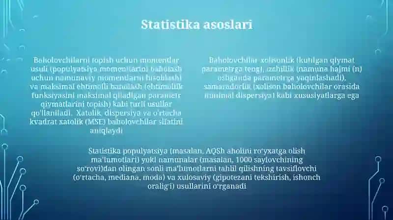 Statistika va statistik baho tushunchalari 4