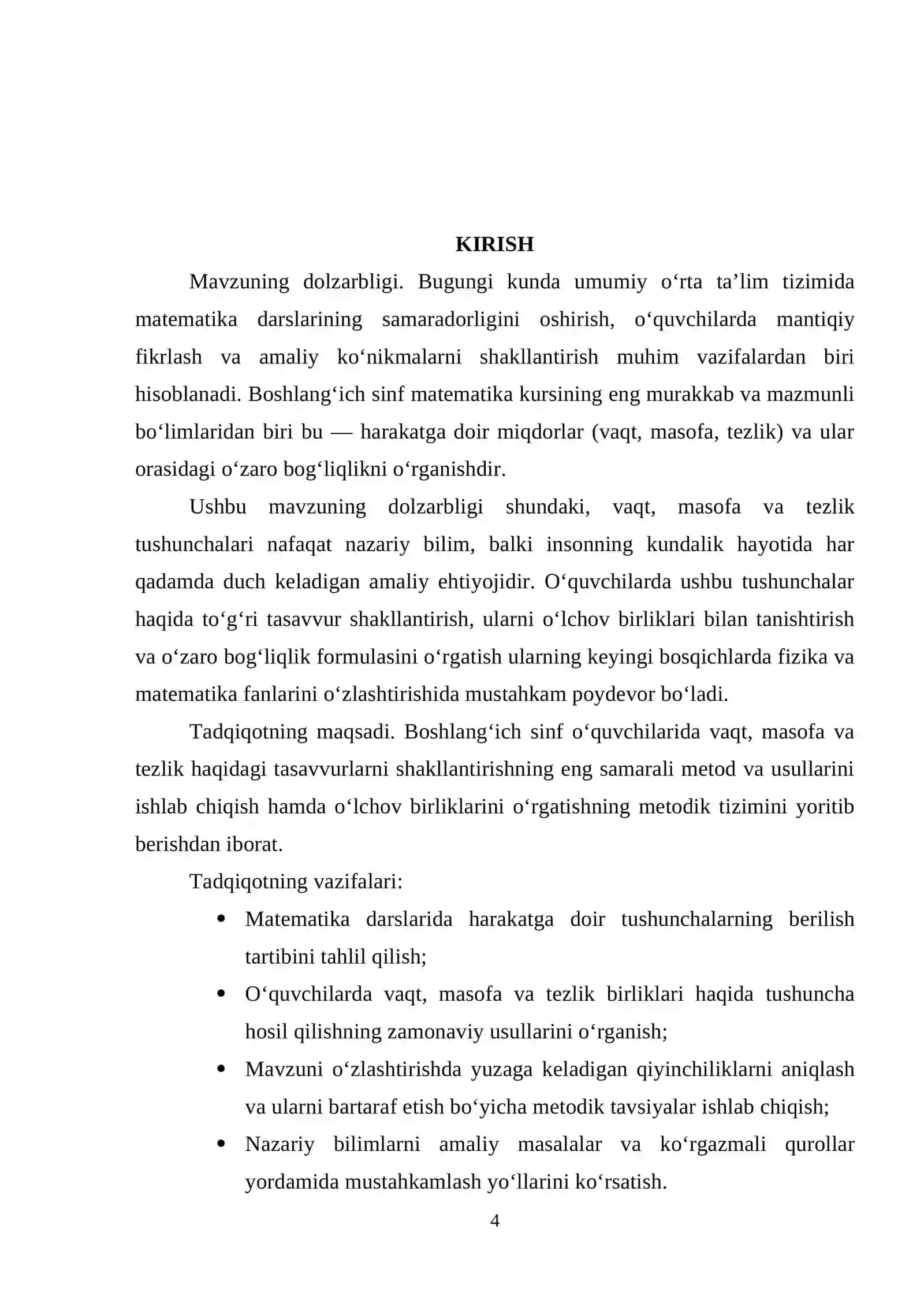 VAQT, MASOFA, TEZLIK HAQIDA TASAVVURLARNI TARKIB TOPTIRISH VA ULARNING O‘LCHOV BIRLIKLARI BILAN TANISHTIRISH METODIKASI. 4