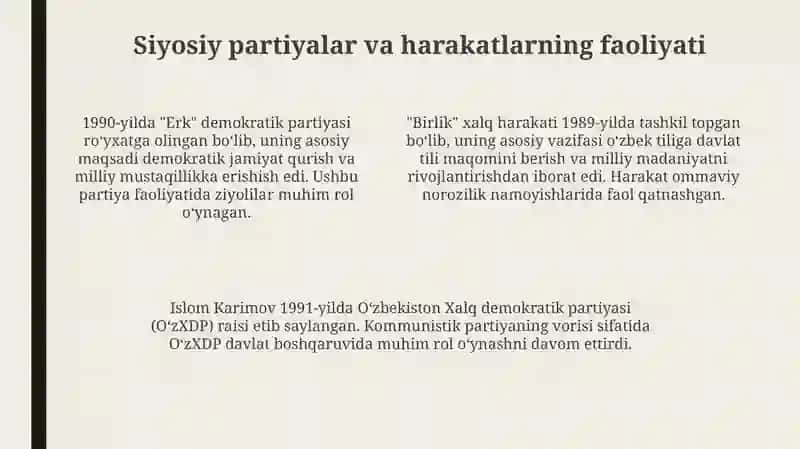 Mustaqillik arafasida Oʻzbekiston: Tarixiy shart-sharoit va asosiy tendensiyalar 4