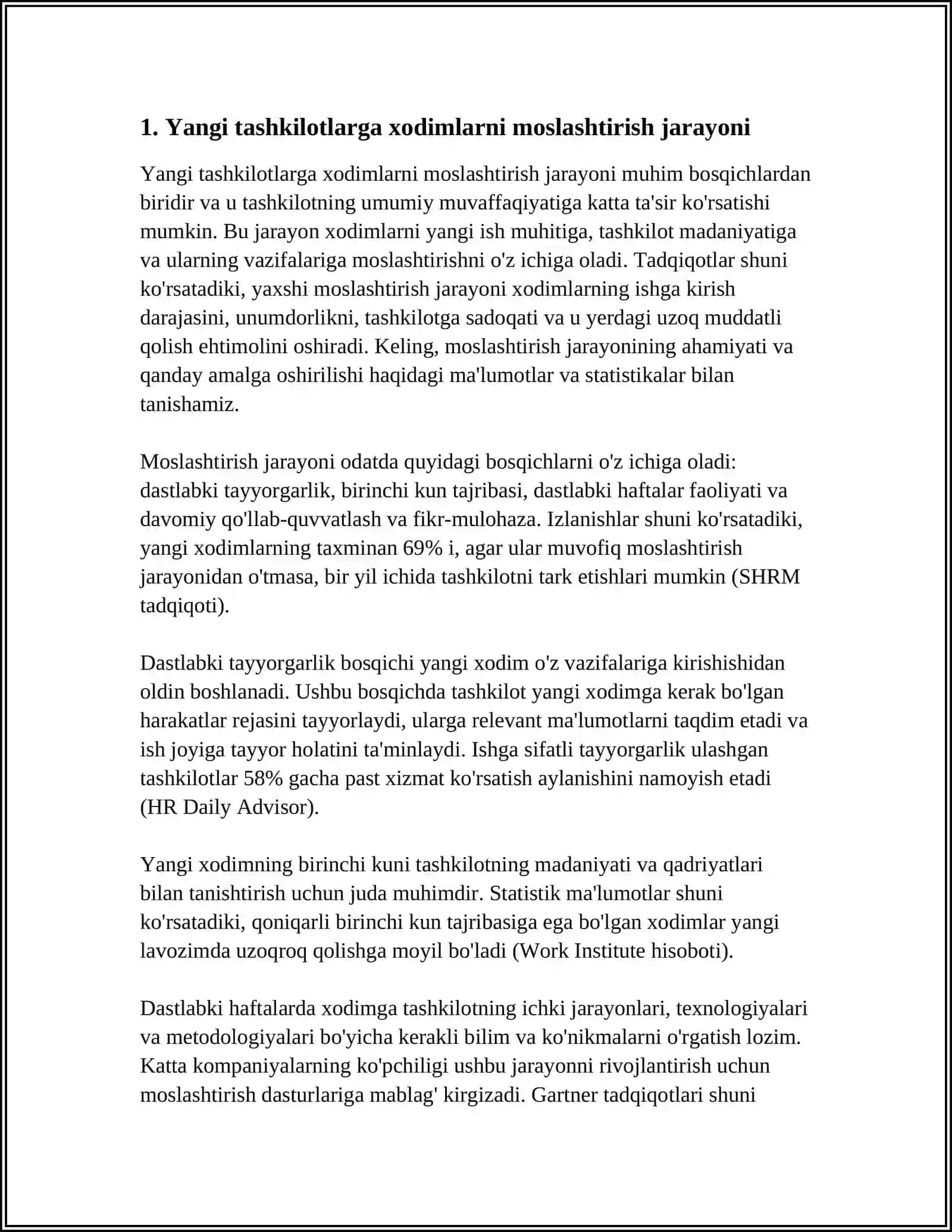 TASHKILOTLAR QOSHILGANDA YOKI QAYTA TASHKIL ETILGANDA HODIMLARNING MOSLASHUVI 4