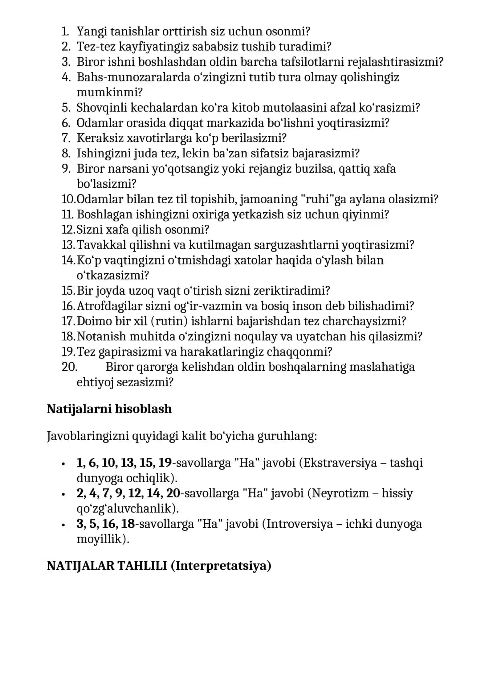 O'zingni angla (Psixologik testlar to'plami) 4