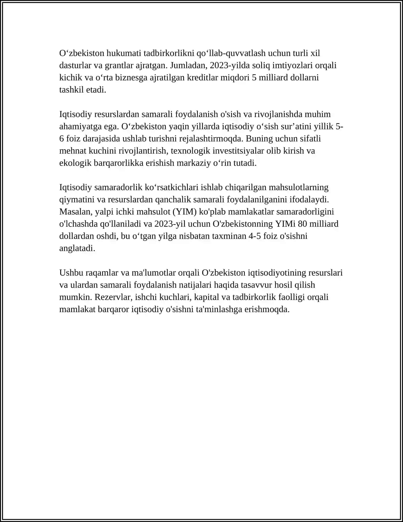 Iqtisodiy resurslar va ularning samaradorligi 4