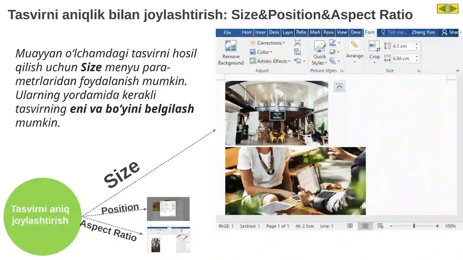 Tasvirni aniq joylashtirish. Tasvirning tomonlar nisbatini oʻzgartirish 4