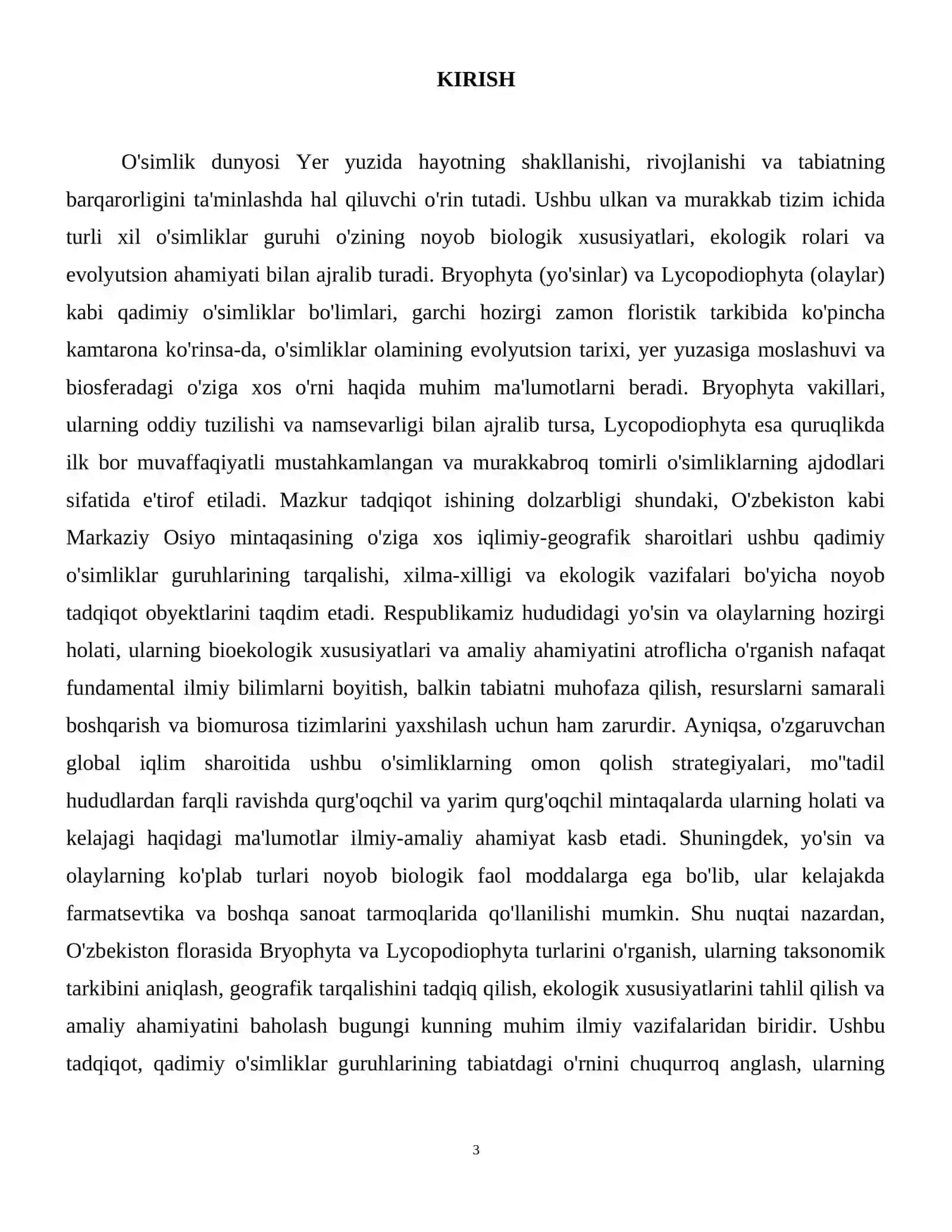 Yoʻsin toifalar(Bryophyta)va olay toifalar ( Lycopodiophyta) turlarini oʻrganish. 4