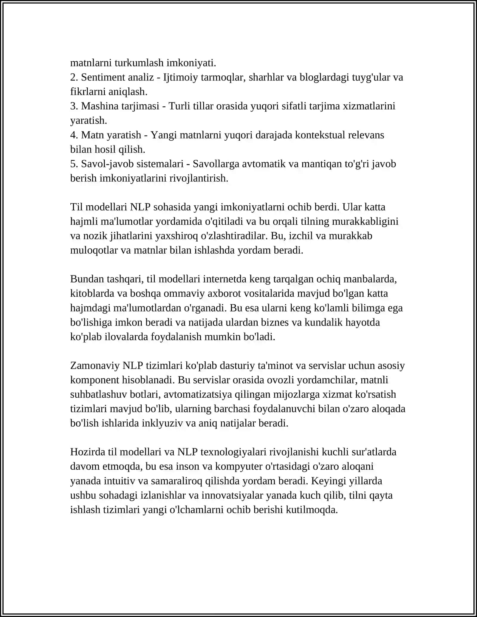 ZAMONAVIY NLP TIZIMLARIDA TIL MODELLARINING ROLI 4