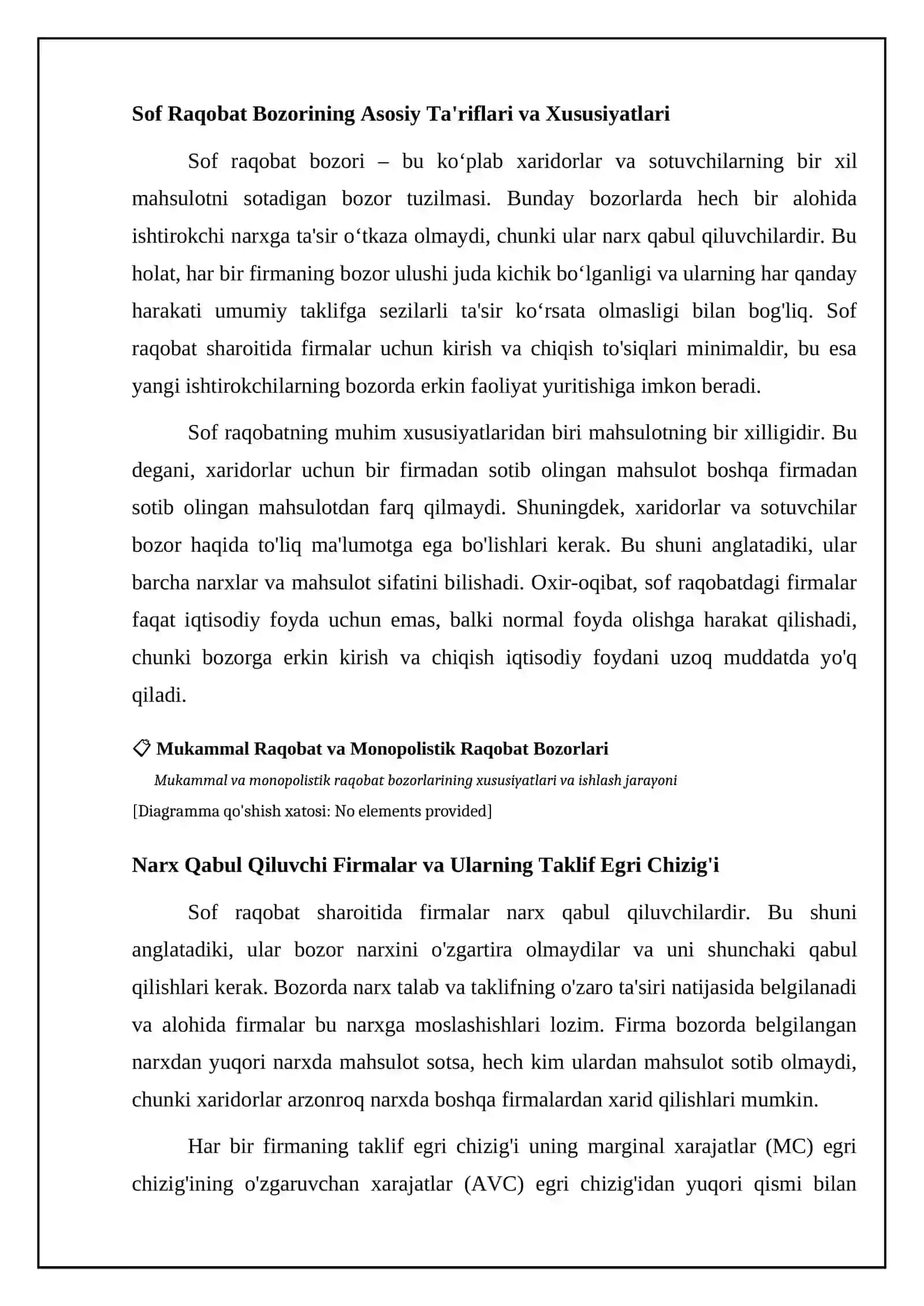 Mavzu: Sof raqobatlashgan va monopolistik raqobatlashgan bozorlar 4