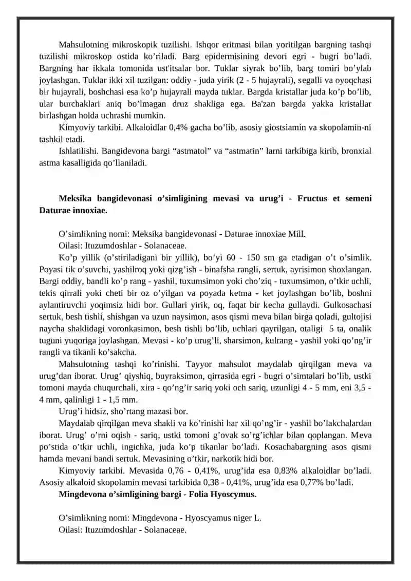 Alkaloidlar bo'lgan o'simliklar 4
