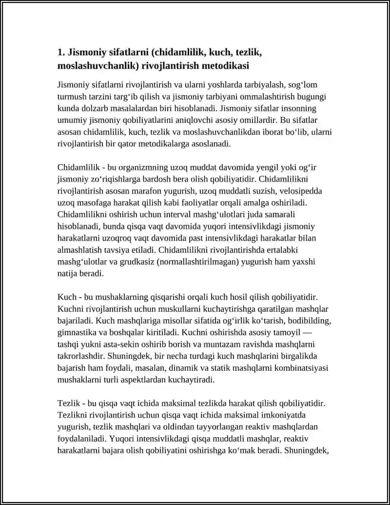 Jismoniy sifatlarni tarbiyalash va rivojlantirish yoshlar o'rtasidagi 4