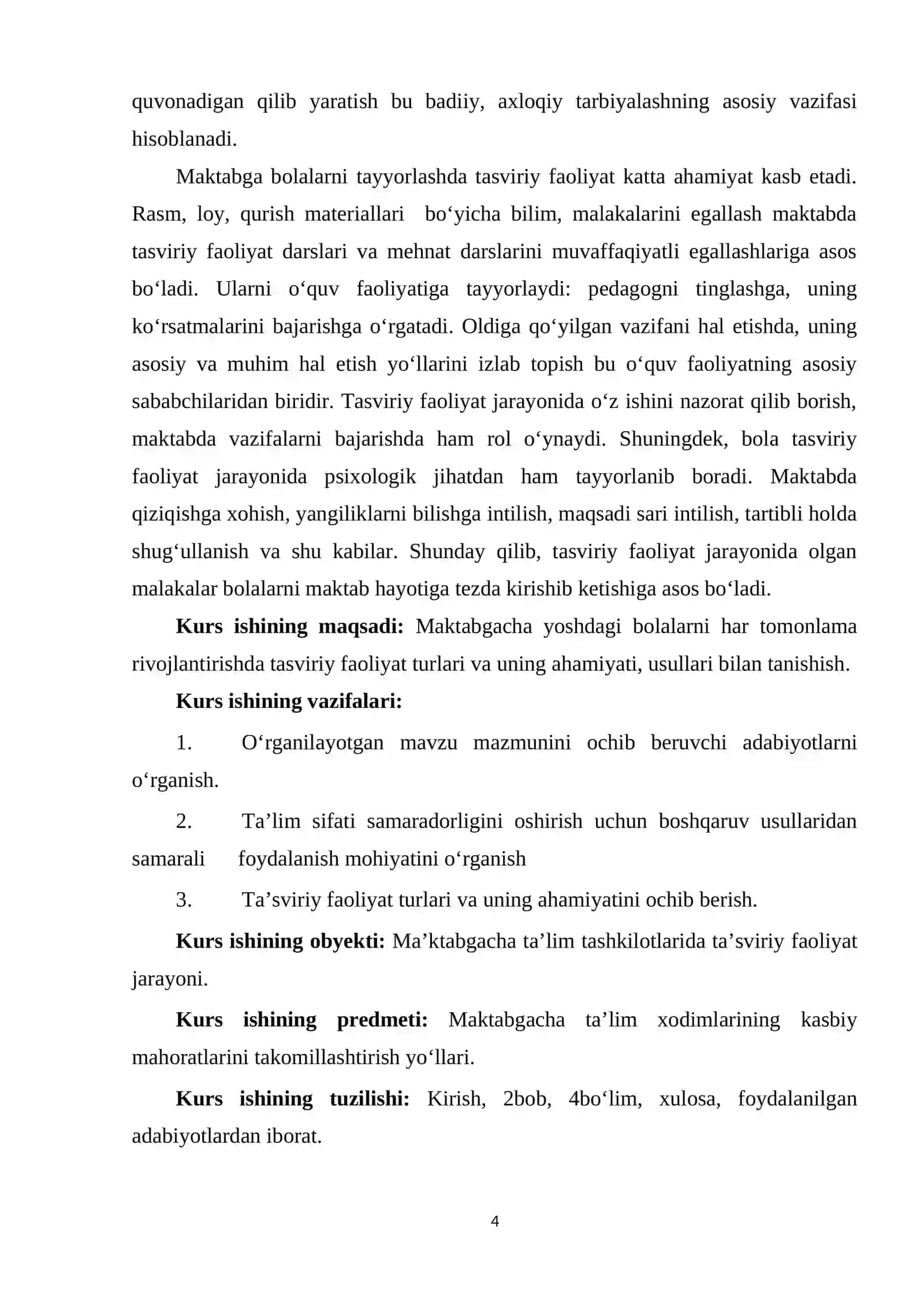TASVIRIY FAOLIYATGA O'RGATISH METODIKASI 4