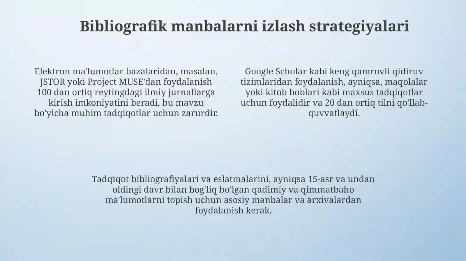 Rekonkistatarixigaoidingliztilidagiilmiytadqiqotlarhaqidajadvalmaʼlumotnomatuzish 4