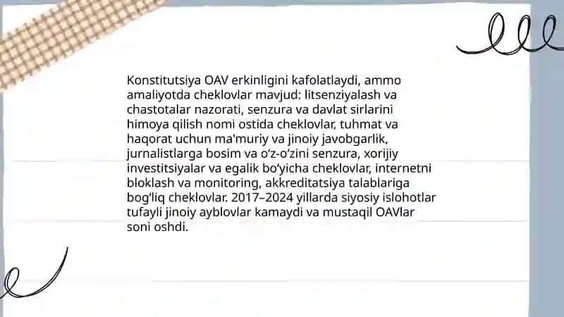 OAV faoliyatining qonuniy asoslari va me'yoriy hujjatlar 4