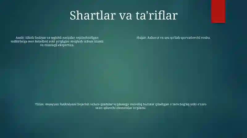 Sifat Menejmenti Tizimini Hujjatlashtirish 4