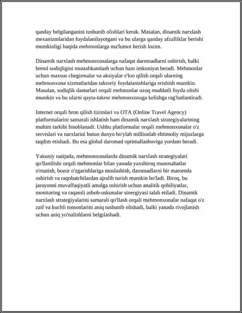 Mehmonxonalarda Dinamik Narxlash Strategiyalari 4