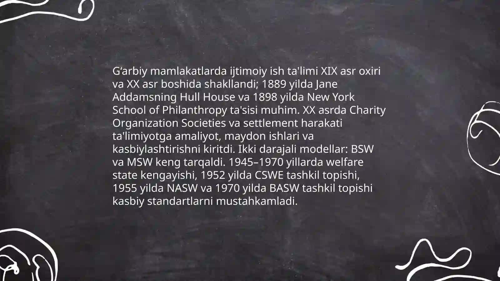 Ijtimoiy ish tarixi va xorijiy tajriba, o‘quv fan sifatida 4
