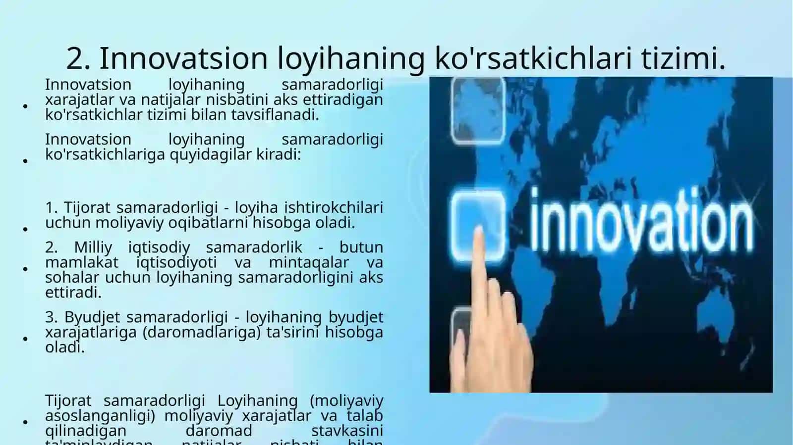 Innovasion loyihalarning iqtisodiy samaradorligini baholash 4