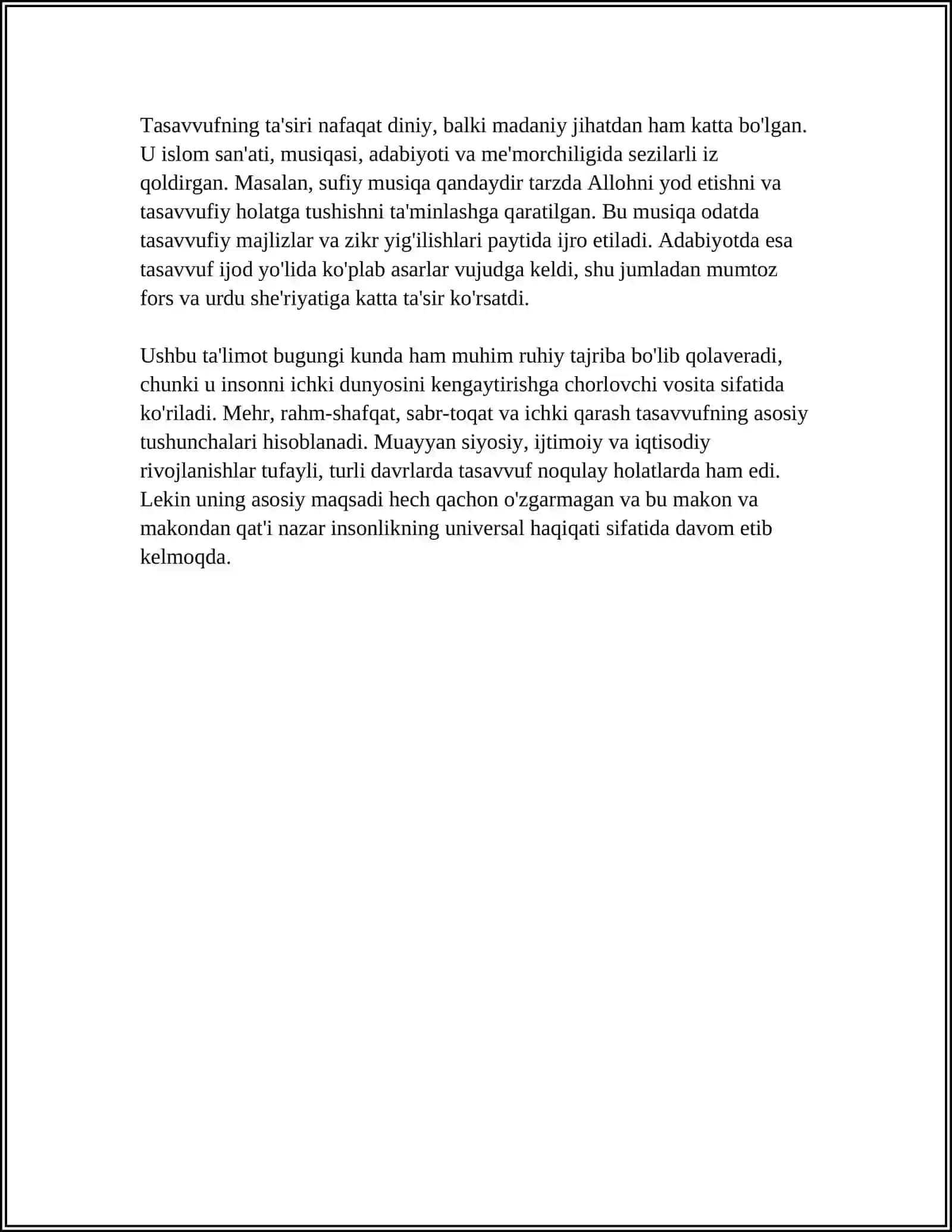 TASAVVUF TUSHUNCHASI VA UNING MOHIYATI. TASAVVUFNING KELIB CHIQISHI, MAZMUNI VA RIVOJI 4