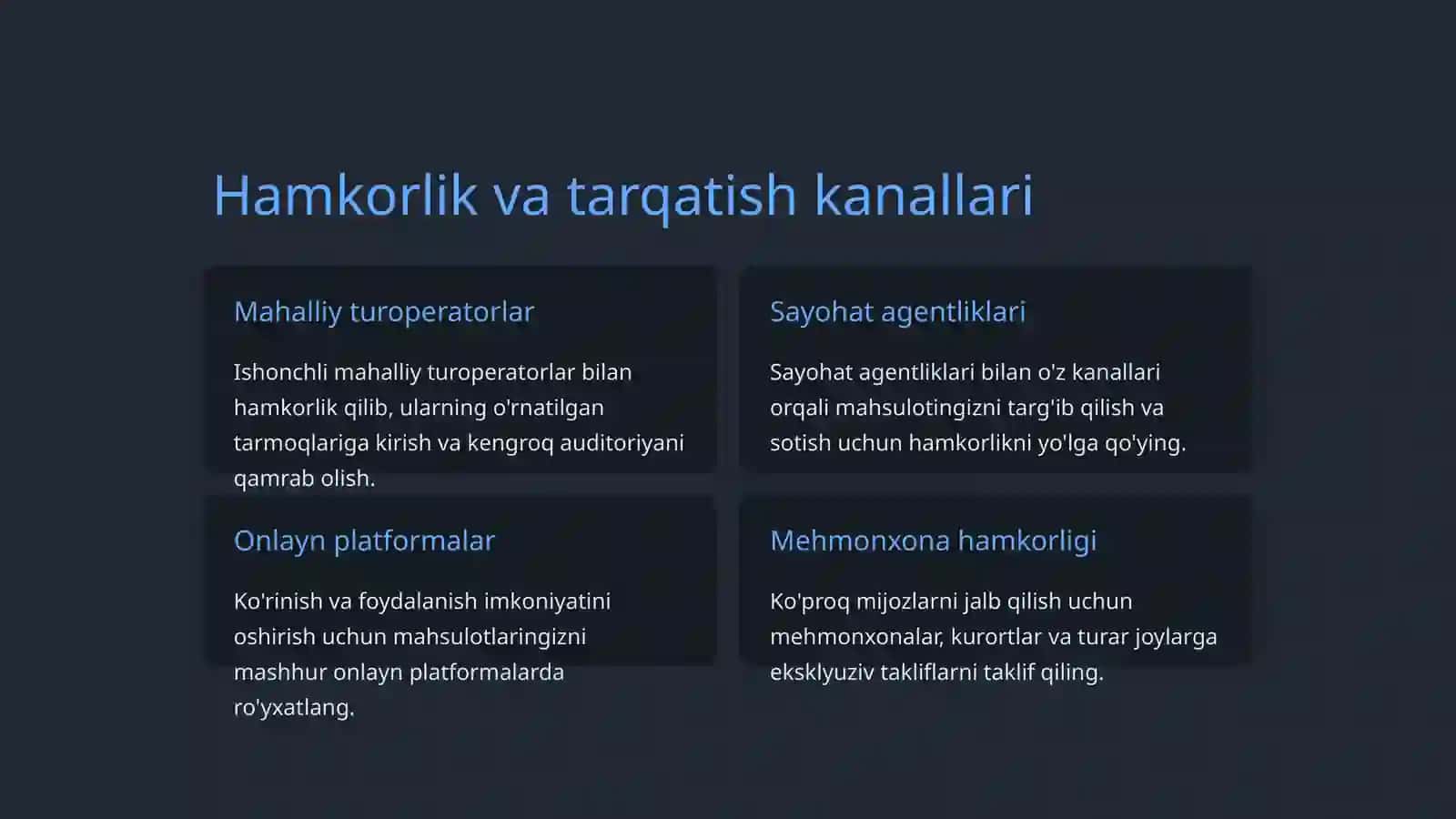 Turistik mahsulotlarni xorijiy turistik bozorlarda sotish 4