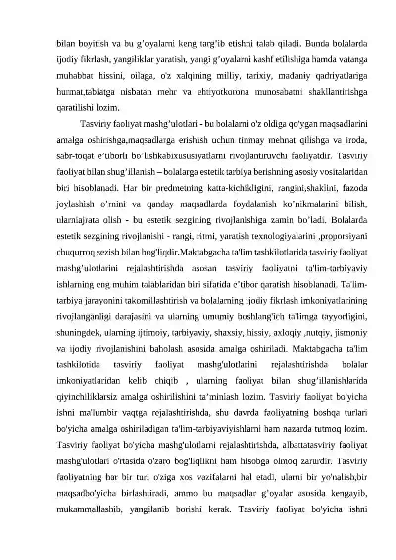 21-mavzu: Maktabgacha ta’lim muassasalarida tasviriy faoliyatga doir mashg’ulotlarni o’tkazish metodikasi 4
